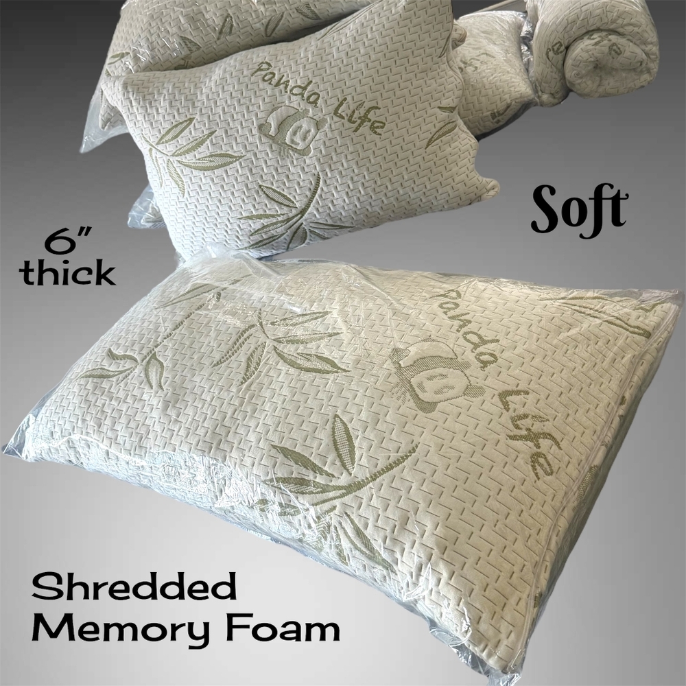 Bamboo #303 Pillow 6" Soft Shredded Memory Foam Zip Cover Costco